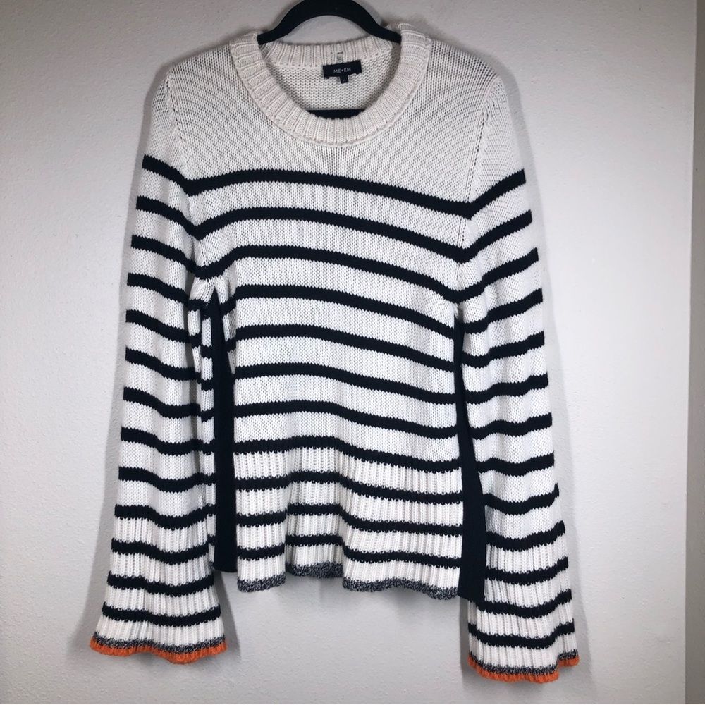 ME+EM Italian Merino Wool Cashmere Breton Stripe Sweater Size Medium